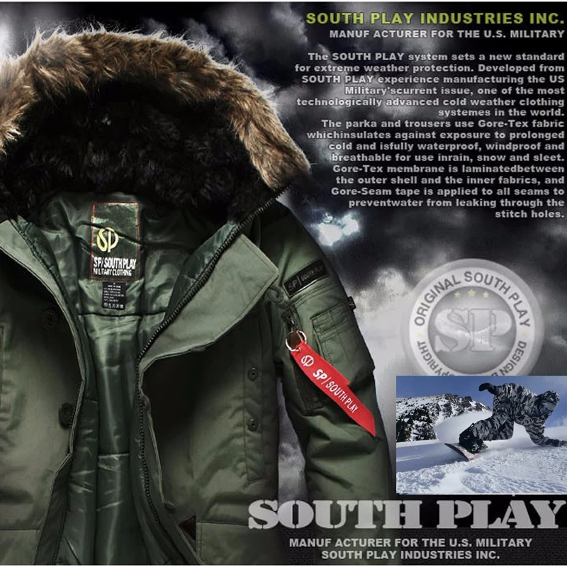 Новое издание "Southplay" Зимний водонепроницаемый 10000 мм согревающий костюм(куртка+ брюки) наборы-черный