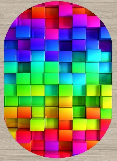 Еще зеленый синий Розовый и красный цвет оранжевый кубики Коробки Цвет 3d принт Нескользящие из микрофибры Гостиная современные Овальный моющийся коврик ковер