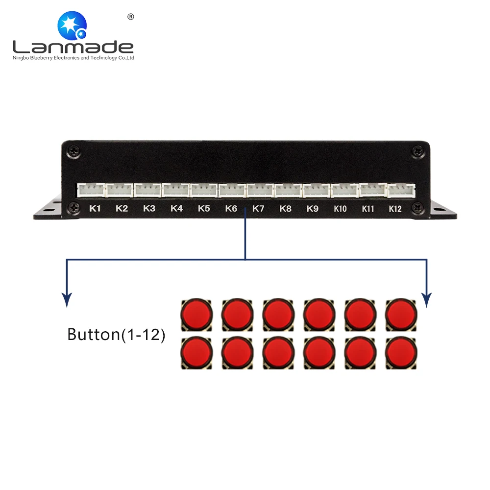 WH-RS232 UP to 120pcs red plastic LED button RS232 expansion box indoor exhibition