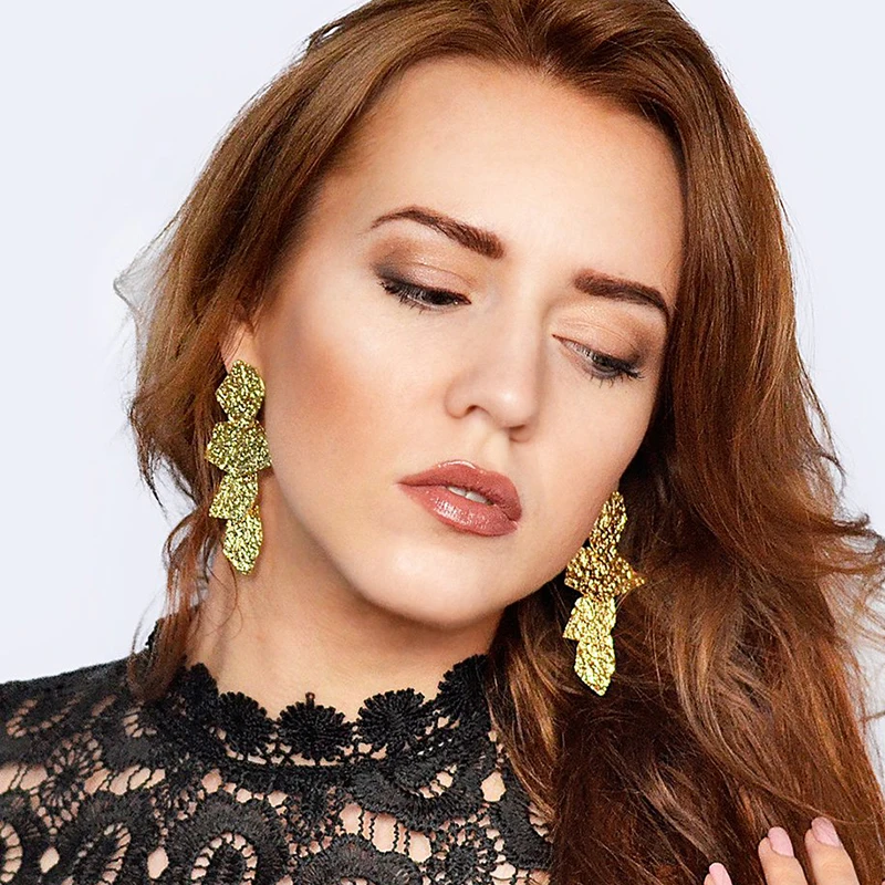 

AENSOA Fashion Irregular Drop Earrings For Women Girl Gold Color Punk Vintage Dangle Hanging Earrings Jewelry Wedding Party Gift