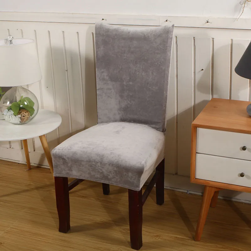 Новые удобные стойкие к морщинкам свадебные чехлы на стулья спандекс столовая офис для складных стульев капюшон съемный стрейч - Цвет: Fox velvet Light gre