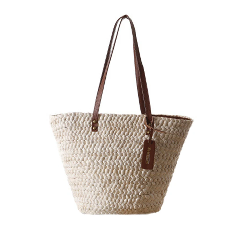 Women Bohemian Handbag Lady Summer Beach Straw Bags Female Weave Shopping Shoulder Bag Large Handmade Casual Simple Bag SS3030 (1)