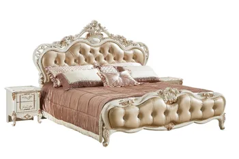 

Top genuine leather king size bed 0409-8890