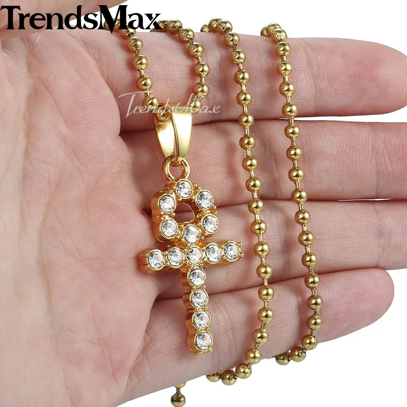Прямая поставка 2018 Iced Out Ankh Key Cross подвеска ожерелье для женщин хип хоп ювелирные