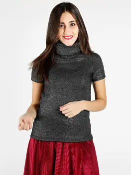

Short-sleeve turtleneck with lurex