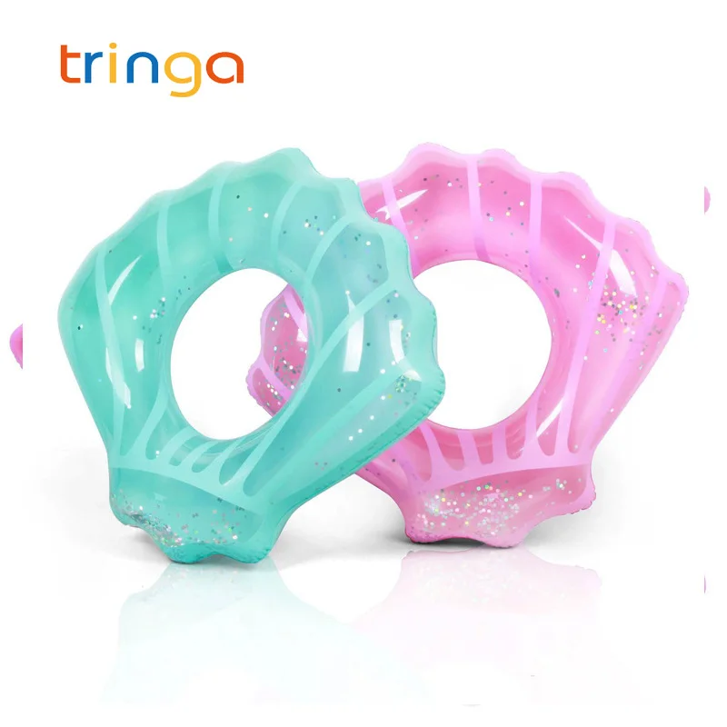 Inflatable Shell Swimming Ring With Sequins Giant Pool Float Toys