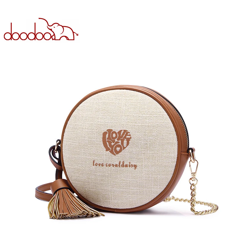 

Doodoo Women Mini Shoulder Bag Circular Womens Messenger Bag High Quality Cotton and Linen Fashion Crossbody Bags for Ladies