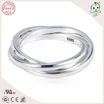 

Top Quality New Collection Famous Brand Three Circles 925 Real Silver Ring