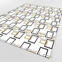 Белый черный желтый квадратный геометрический 3d принт Нескользящая микрофибра Гостиная декоративный современный моющийся коврик