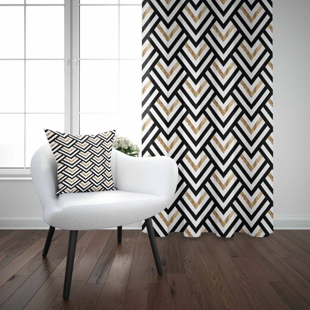 

Else Black Gray Yellow Lines Triangles Geometrics 3d Print Living Room Bedroom Window Panel Curtain Combine Gift Pillow Case