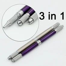 2pc 3 In 1 High-quality Professional Microblading Pen For Permanent Makeup Machine Silve Manual needle 3D Eyebrow Tattoo Pen