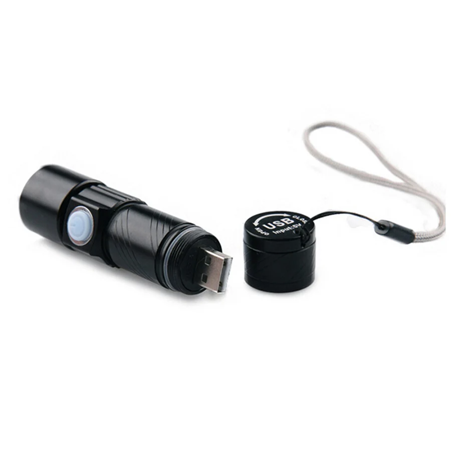 Портативный USB светодиодный фонарик Перезаряжаемые Torch Light Q5 3 Режим Регулируемый фокус Водонепроницаемый Открытый Мини Flash свет лампы