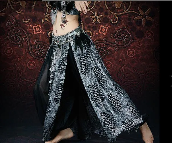 Для женщин живота танцевальные дамские шаровары арабский светильник на Хэллоуин брюки для девочек с серебряной монета ATS новое поступление
