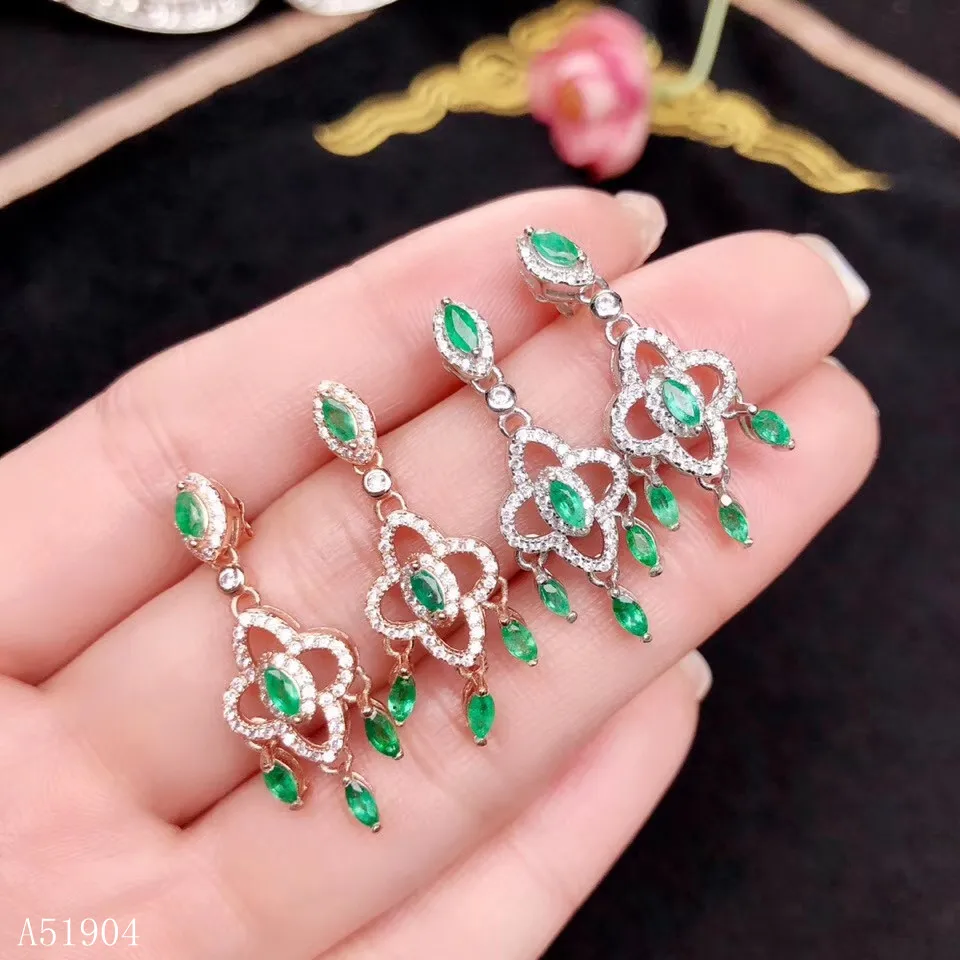 

KJJEAXCMY boutique jewelry 925 sterling silver inlaid natural emerald female female earrings earrings support detection