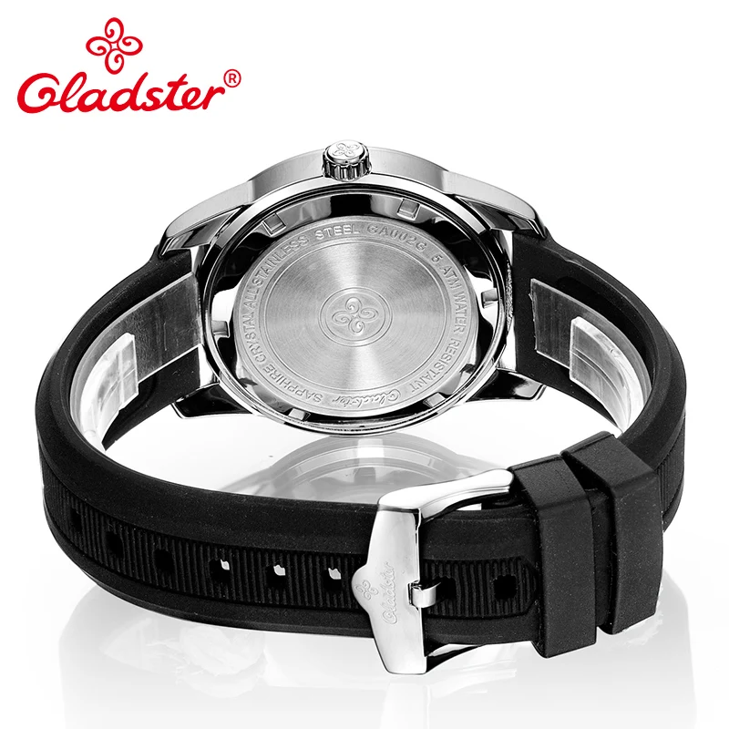 Gladster Luxury Japan MIYOTA GP11-3H Sports Silicone Male Watch Calendar Gentleman Quartz Clock Sapphire Crystal Men Wristwatch