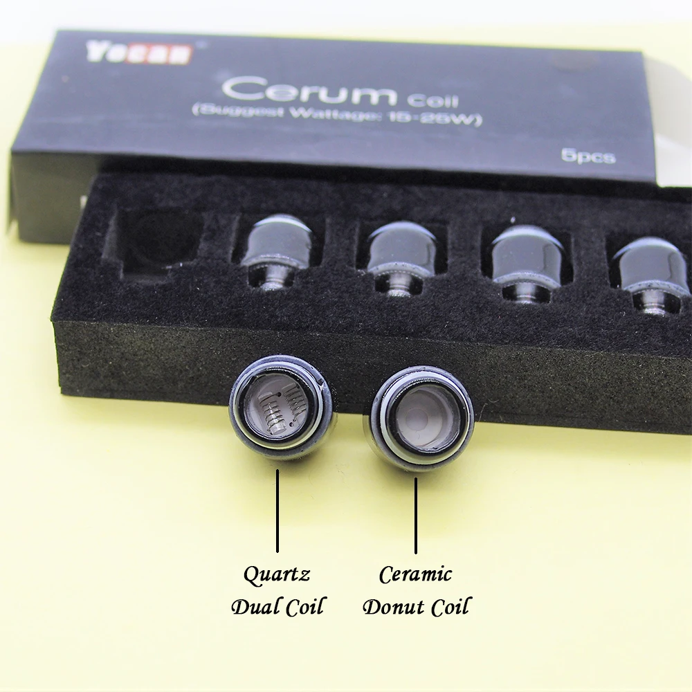 

5pcs Yocan Cerum Atomizer Tank Replacement Head Quartz Dual & Ceramic Donut Coil Electronic Cigarette Accessory Vape Tank Coils