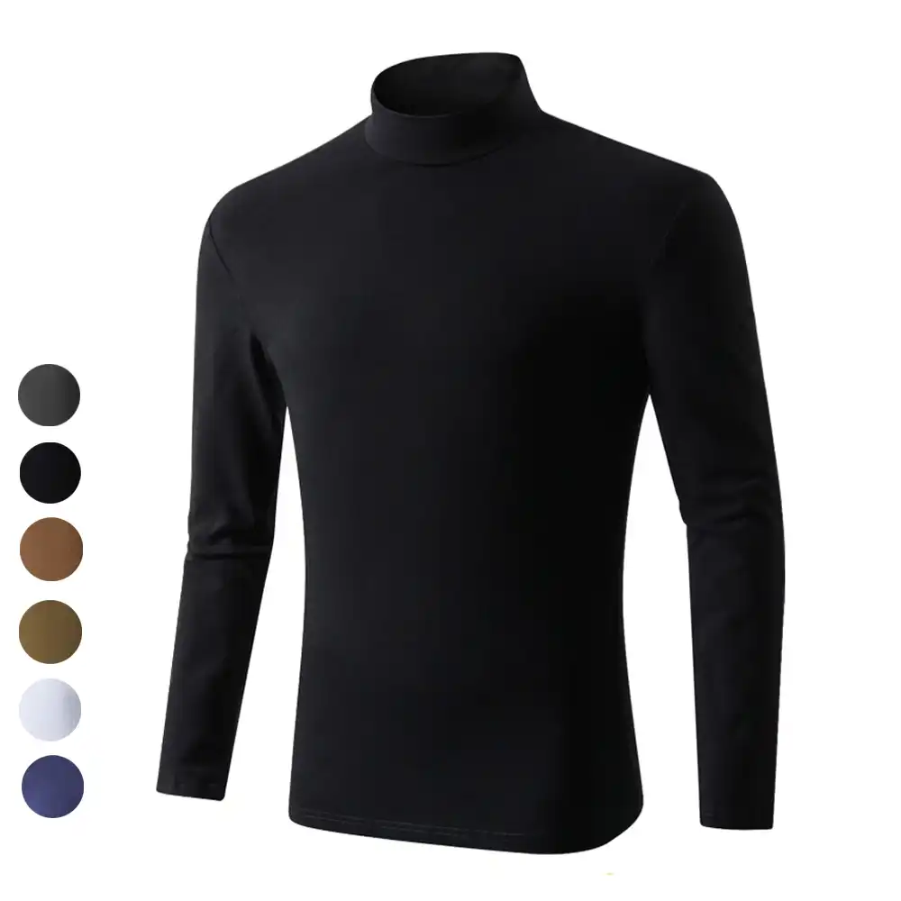 camiseta negra cuello alto hombre