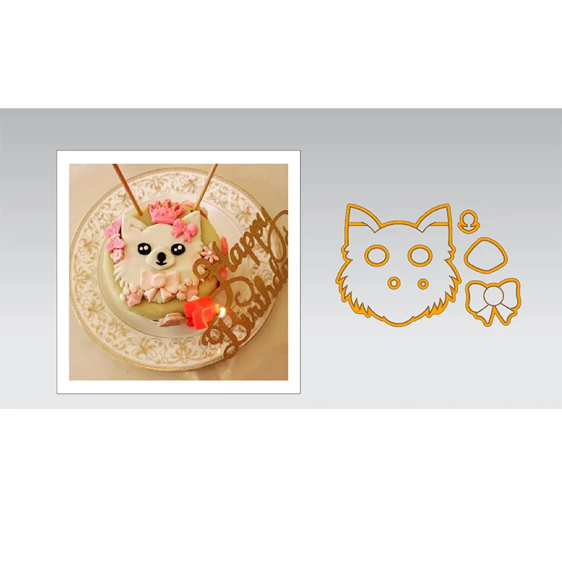 

Cute Dog Face Cookie Cutter Fondant Capcake Top Mold Custom 3D printed Husky Collie Fondant Mould Cake Decorating Tool