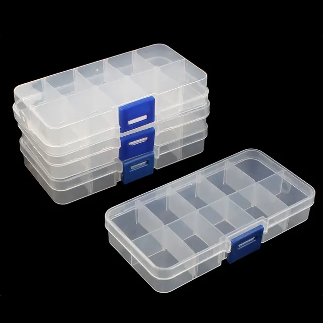 UXCELL 4Pcs 10 Grid Clear Plastic Electronic Component Parts Storage