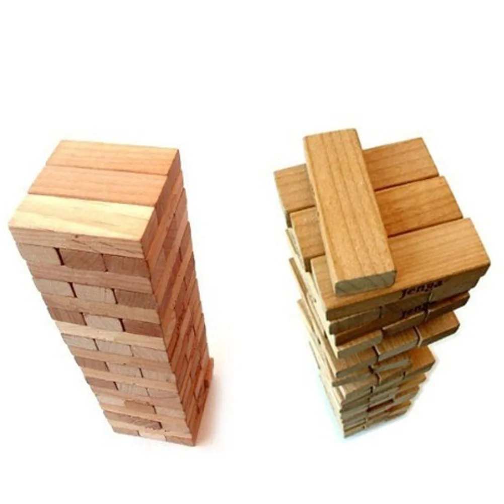 48 PCs Wooden Tower Wood Building Blocks font b Toy b font Domino Stacker Extract Building