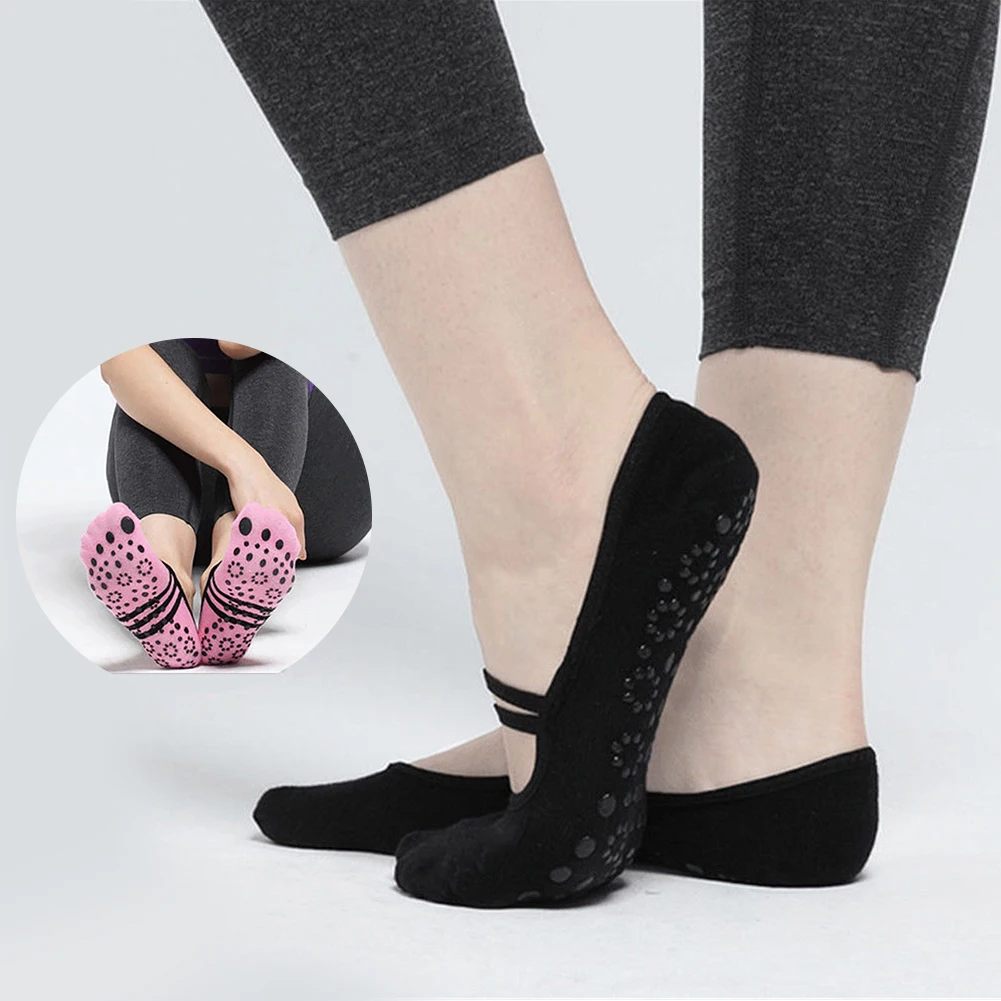 1 Pair Women Non Slip Socks with Grip for Pilates Ballet Dance Exercise