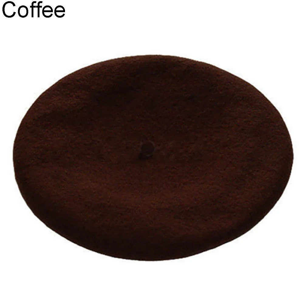 Высококачественный шерстяной фетровый Женский вязаный берет, зимняя теплая Женская шапка в британском стиле, повседневная женская одноцветная шапка - Цвет: Coffee