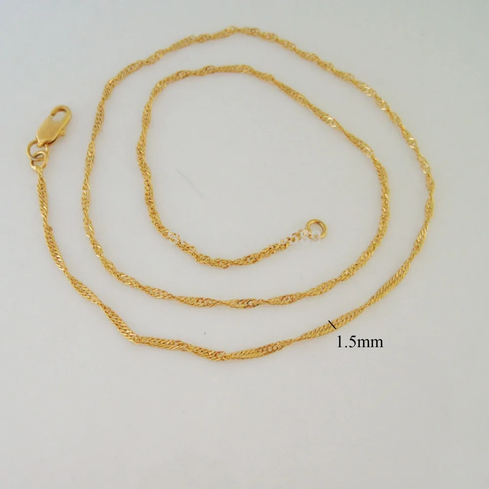 

Min order 10$/Can mix design/ 2.1g 18" - YELLOW GOLD GP OVERLAY FILLED BRASS TWIST CHAIN NECKLACE/Great Gift/Great Money Maker