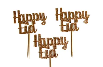 

glitter happy Eid Mubarak muslin eid party cupcake toppers wedding decorations doughnut food treat fruit picks