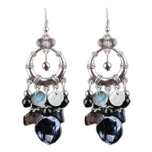 Th New Black Exaggeration Earrings And Retro Long Hollow Jewelry Earrings Tassel Drop For Women