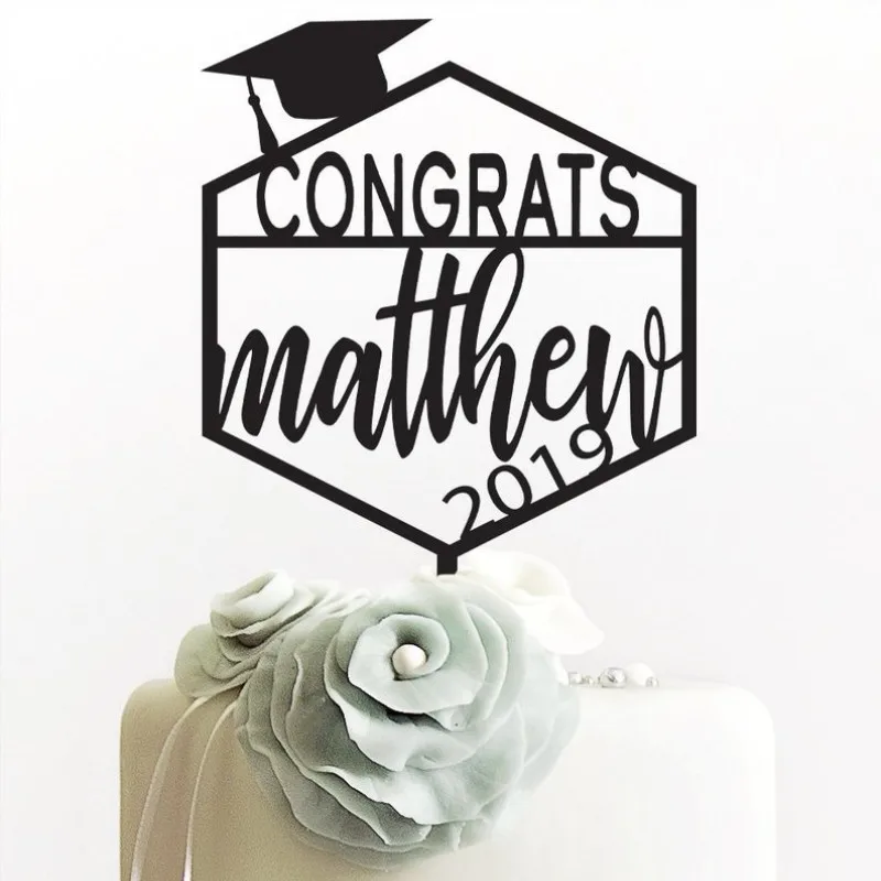 Custom Cake Topper Graduation Party Decorations Congrats Toppers Personalized Graduate's Name Gift | Дом и сад