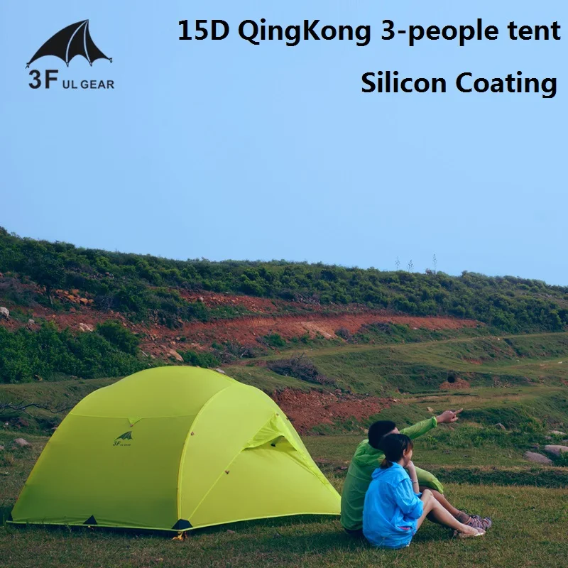 

3F UL Gear Qinkong 3P 3-Person 4-Season Camping Tent 15D Silnylon Coating with Matching Ground Sheet Ultralight Outdoor