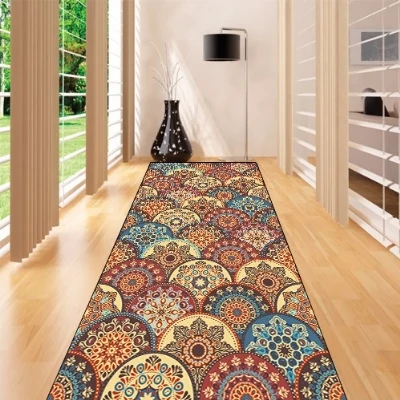 Else коричневый пэчворк Этническая Мандала дизайн 3d принт Нескользящая микрофибра моющиеся длинные бегуны Коврики для прихожей