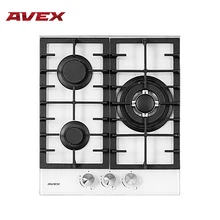 Встраиваемая панель, газконтроль, чугун решетки AVEX HM 4534 W, 45 см, 3 нфорки, WOK, электроподжиг, стекло