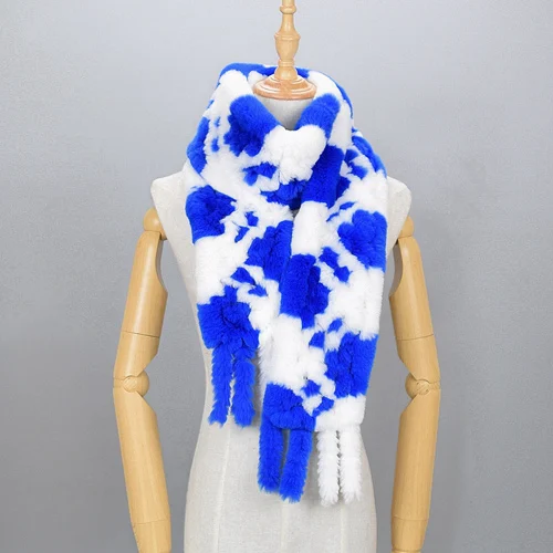 Long scarf Real Rex Rabbit Fur Scarves female winter lady scarf natural Rabbit Fur scarves Russian plus size - Цвет: color13
