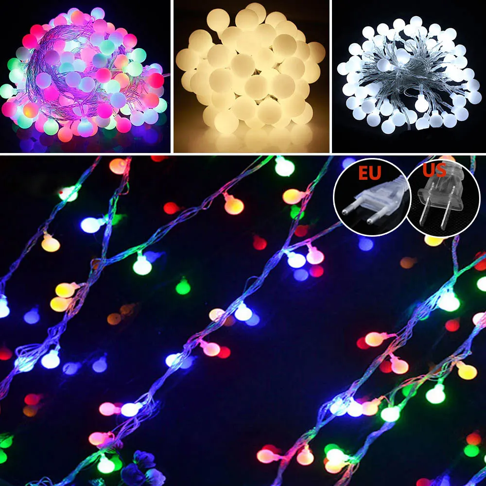 

10M 70 LED Ball String Light Christmas Fairy Lights 110V 220V Waterproof Outdoor Holiday Wedding Party Decoration LED Sring Lamp