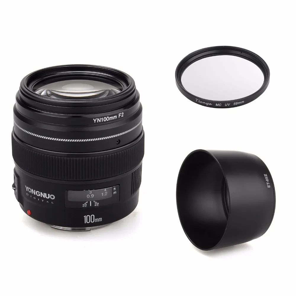  YONGNUO YN100mm 100mm F2 Large Aperture AF/MF Medium Telephoto Prime Lens Fixed Focus Lens for Cano