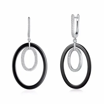 

Black Oval Shape Women Jewelry Drop Style Wholesale Price Nice Gift 925 Sterling Silver Earring