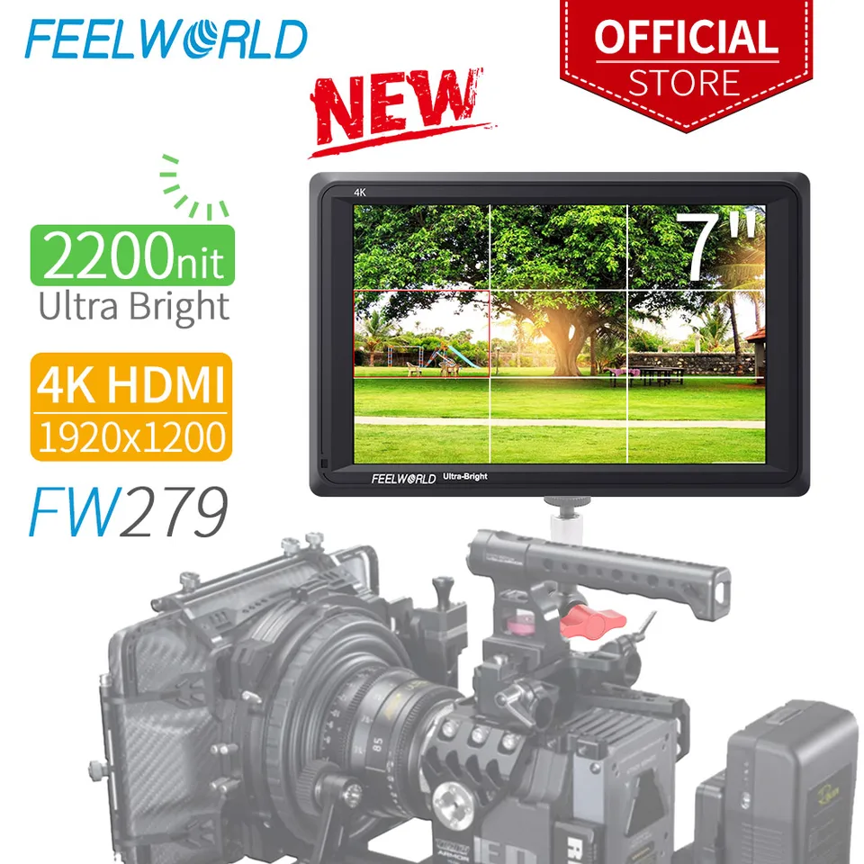 Feelworld FW279 7インチ超高輝度2200nitカメラフィールドデジタル一眼レフモニターフルhd 1920 × 1200 4  hdmi入力出力高輝度