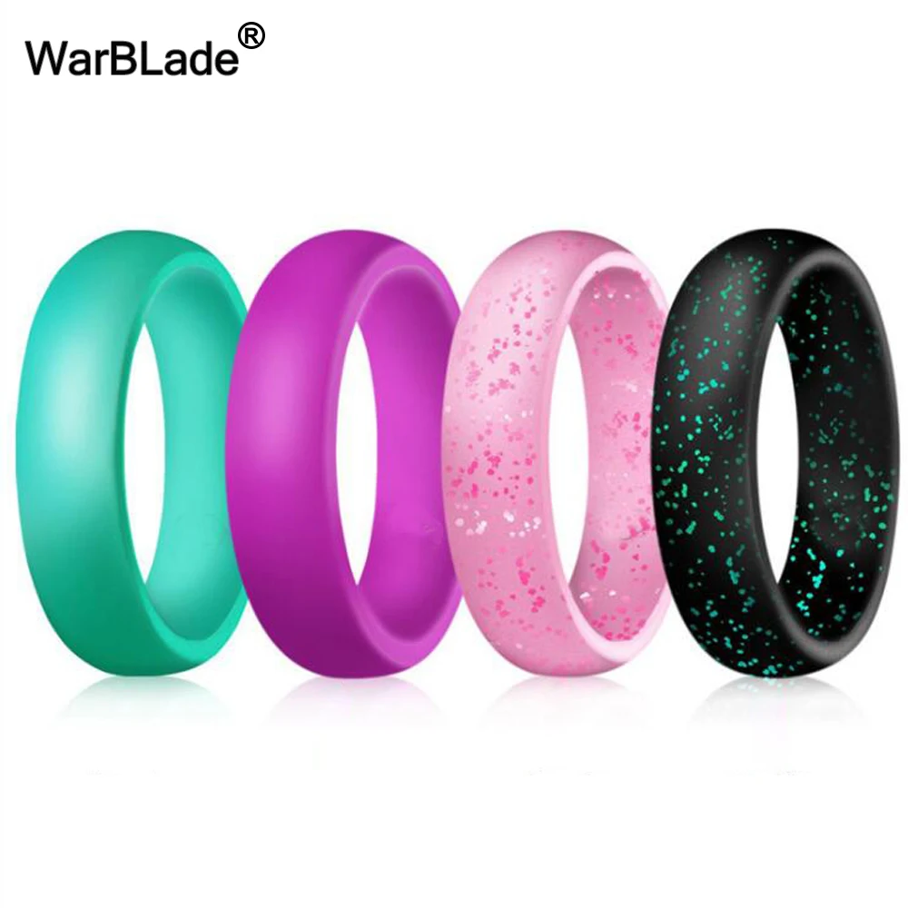 

New 4pcs/set 4-10 Size Food Grade FDA Silicone Finger Ring Hypoallergenic Crossfit Flexible Rubber Rings For Women Wedding Gift