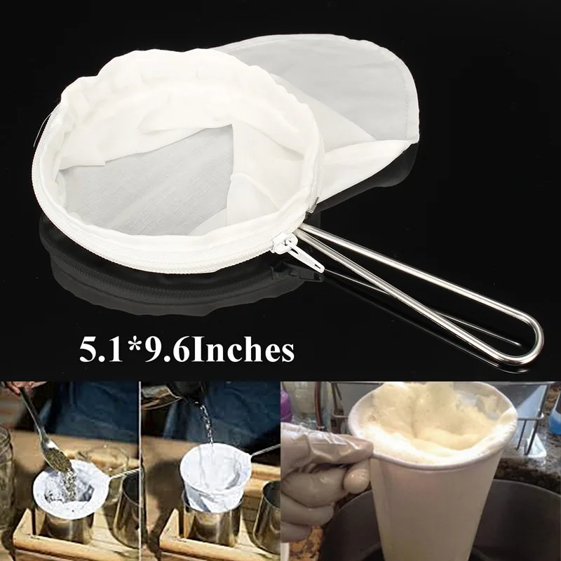 Reusable Coffee Filter Cloth With Stainless Steel Handle White Natural Cotton Tea Milk Coffee Make Filter Home durable quality dual layer solid stainless steel coffee filter dripper refillable holder handle