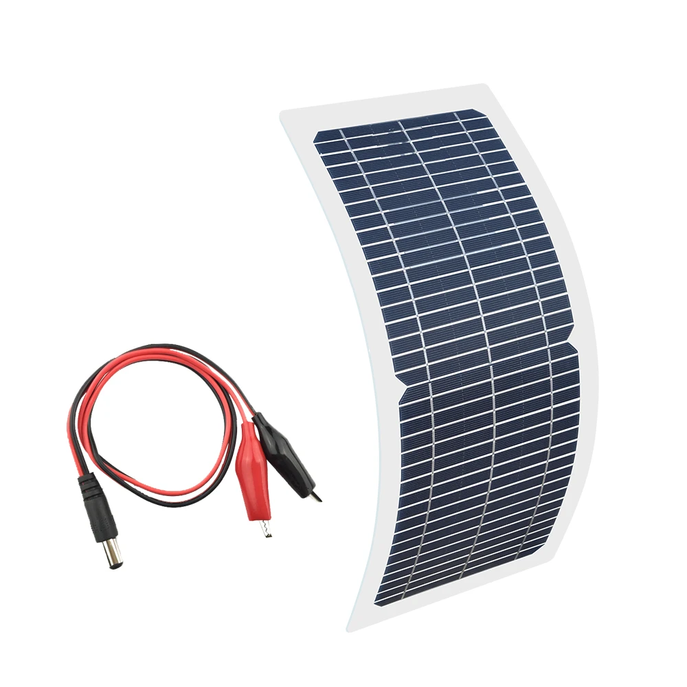 Solar panel solar 18V 10w kit Transparent semi flexible solar charger Monocrystalline cell DIY module outdoor connector DC 12v