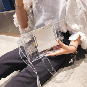 

Women Shoulder Bags Clear PVC Belt Messenger Bags Summer Girls Transparent Messenger Bag Casual Flap Bolsa Feminina Shopping Bag