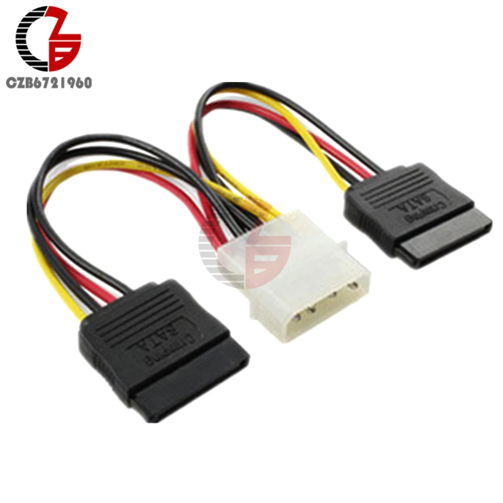

5PCS 4 Pin IDE Molex to 2 Serial ATA SATA Hard Drive Power Adapter Cable Wire Connector