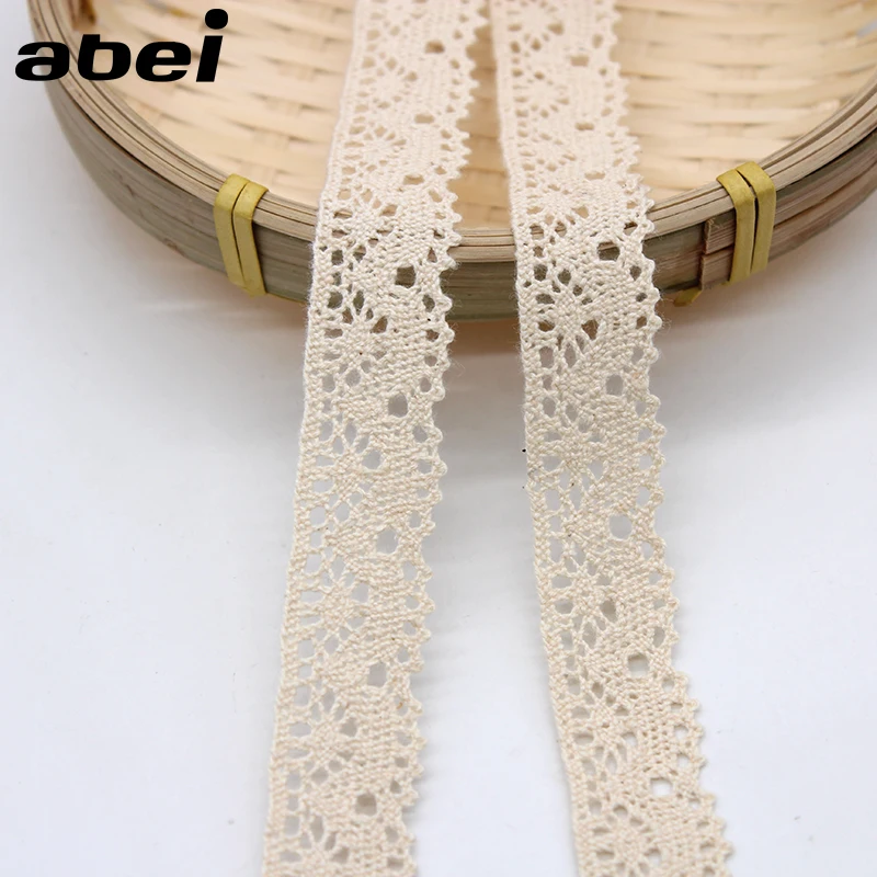 

5yards/lot 2cm Beige Cotton Lace Trims DIY Handmade Patchwork cotton ribbon for Home Wedding party Craft