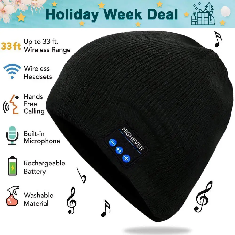 

Bluetooth Beanie Winter Hat, Wireless Headphones Beanie, Music cap , Fit for Outdoor Sports, Skiing,Running, Skating, Walking
