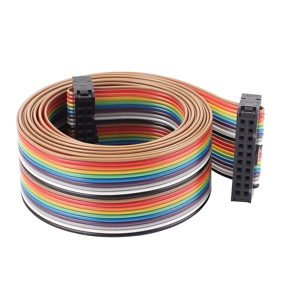 UXCELL 20 Pin 20 Way F/F Connector IDC Flat Rainbow Ribbon Cable 148cm