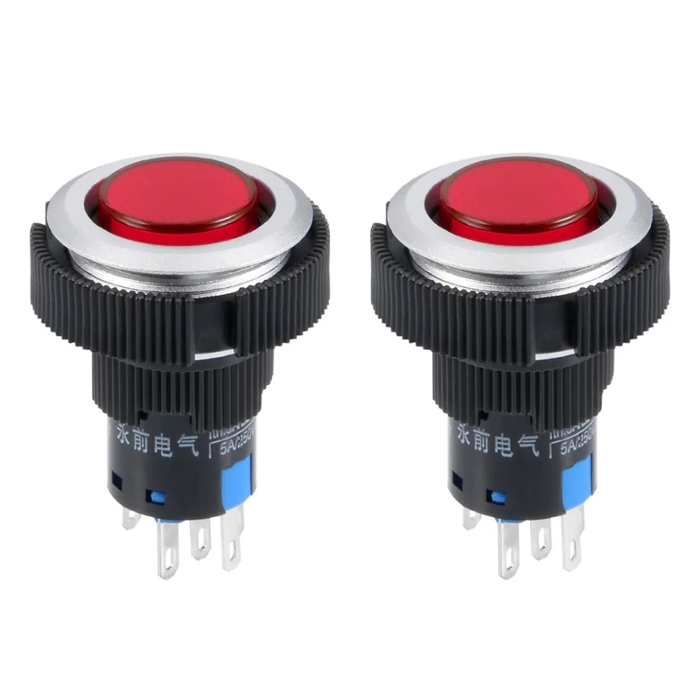 

UXCELL 2Pcs 22mm Momentary Push Button Switch Yellow Or Red LED Light Round Button With Fixed Ring 1 NO 1 NC Light 12/24V Switch