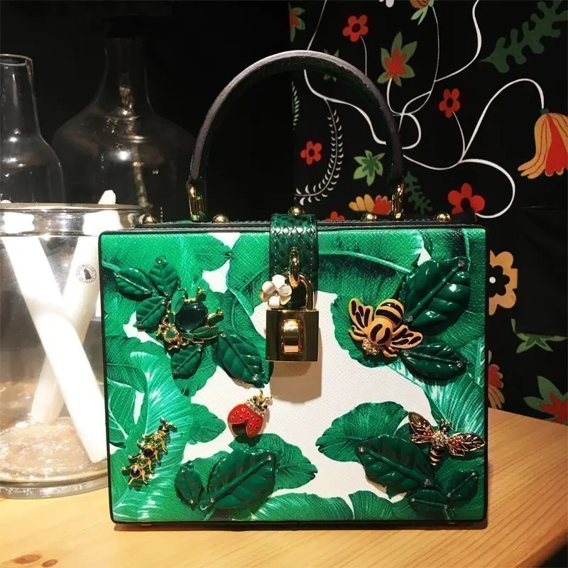 

Luxury Desigenr Inspired Leather enthnic embellished Box Bag Women Famous Branded Handbag 2018