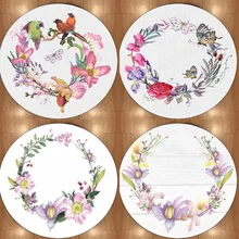 Цветочные Цветы птицы Розовый Фиолетовый 3d нескользящие микрофибры круглые ковры для гостиной кухни спальни ванной комнаты