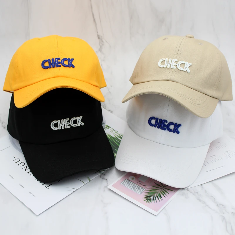 

Wholesale Cotton Baseball Cap new casual Snapback Hat Embroidery CHECK letters Cap hats for Men Women fashion adjustable cap hat